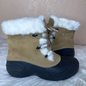 Columbia Sierra Blizzard Tan Faux Fur Lined Suede Winter Snow Boots Size 8